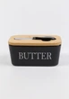 Масляна керамічна з бамбуковою кришкою та ножем для олії "Butter" Чорна 16,5х9,5 см (00000010467) - зображення 3