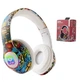 Бездротові навушники з підсвіткою ATD LX-8686 White (графіті) - зображення 1