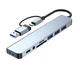 USB хаб Deepfox 2218TU Type C/Type A 8 в 1 алюмінієвий hub картрідер аудіо - зображення 1