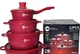 Набор посуды с гранитным антипригарным покрытием Higher Kitchen НК-316 из 12 предметов, Красный - изображение 4