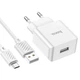 Мережевий зарядний пристрій HOCO C106A + кабель USB - Micro USB Leisure Single Port Charger 1USB 10.5W 2.1A White - зображення 1