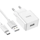 Мережевий зарядний пристрій HOCO C106A + кабель USB - Type-C Leisure Single Port Charger 1USB 10.5W 2.1A White - зображення 1