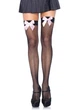 Панчохи з бантом еротичні Leg Avenue Fishnet S/M/L Чорний/рожевий ( SO8596 ) - зображення 1