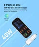 Автомобільний 8-портовий USB-зарядний пристрій ASOMETECH 40W LED дисплей QC3.0 PD3.0 - зображення 2