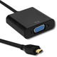 Adapter Qoltec Micro HDMI D - VGA/3.5mm Audio 0.2 m czarny (5901878504032) - obraz 1