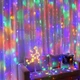 Светодиодная гирлянда штора 120 LED, 1,8x1,2м, 220В, прозрачный провод, 8 режимов, IP44 Мультиколор - изображение 4