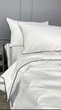 Элитная сатиновая постель комплект Полуторный MLS Сатин с кантом 160*220/70*70 Белый + кант синий - изображение 1