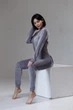 Тепла жіноча піжама з кишенею на попі SweetJama Delight сіра L - изображение 5