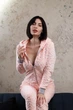 Тепла жіноча піжама з кишенею на попі та капюшоном SweetJama Frozy Леопард персик L - изображение 5