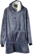 Теплый плед- толстовка двухсторонняя халат с капюшоном и рукавами Huggle Hoodie One Size серый ART:1280 - изображение 1