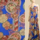 Шифон синий в коричневые медальоны с завитками, ш.145 (15969.033) - изображение 1