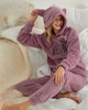 Піжама тепла жіноча махра велсофт Котик з вушками Pijamoni MEOW 4130-1 XL Бузковий - зображення 2