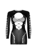 Бесшовное мини-платье Leg Avenue Long sleeve cut out mini dress One size Черное - изображение 5