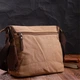 Вместительная текстильная Мужская сумка для ноутбука 13" через плечо VINTAGE Bag 22201 Коричневая - изображение 8