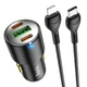 Автомобильное зарядное устройство в прикуриватель Hoco NZ6 Type C to Lightning | 45 Вт, 1USB/2Type-C, PD|Black - изображение 5