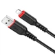 Кабель HOCO X59 USB to iP 2.4A, 1m, нілон, TPE connectors, Black (6931474744869) - зображення 1