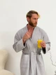 Вафельный халат мужской COSY кимоно без воротника M серый 821N - изображение 6