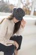 Кепи фуражка демисезонная из кашемира D.Hats серого цвета - изображение 2