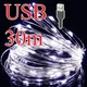Гирлянда USB 30м, Белая из медной и серебряной проволоки от повербанка, адаптера, ноутбука, компьютера 5V - изображение 1