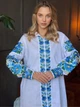 Українська вишиванка жіноча біла "Ксенія" вишита блуза квіткова на тканині льон-віскоза 12399-48 (L) - зображення 1