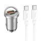 Автомобільне зарядне пристрій Hoco NZ10 Handy USB-A/Type-C Silver (6942007601849) - зображення 1