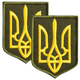 Набір шевронів 2 шт з липучкою Герб Тризуб України 6х8 жовтий на хакі, вишитий патч - зображення 1