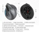 Вертикальная беспроводная аккумуляторная мышь Zelotes, Bluetooth со светодиодным экраном, 2,4 ГГц, 3200 DPI, 8 вертикальных кнопок, игровая. Цвет - Черный - изображение 6