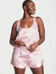 Жіноча піжама Victoria's Secret satin short and racerback tank set White Pink logo (шорти-майка) колір рожевий (M) - изображение 1