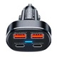 Адаптер в прикурювач Remax RCC329 PD 75W + QC3.0 2USB/2Type-C Чорний PD+алюмінієвий сплав - зображення 1