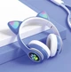 Беспроводные наушники с кошачьими ушками музыкальные блютуз Bluetooth наушники накладные UKC STN 28 Cat синие - изображение 3