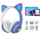 Беспроводные наушники с кошачьими ушками музыкальные блютуз Bluetooth наушники накладные UKC STN 28 Cat синие - изображение 1