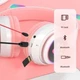 Беспроводные наушники с кошачьими ушками музыкальные блютуз Bluetooth наушники накладные UKC STN 28 Cat розовые - изображение 6