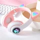 Беспроводные наушники с кошачьими ушками музыкальные блютуз Bluetooth наушники накладные UKC STN 28 Cat розовые - изображение 2