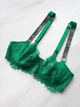 Бюстгальтер кружевной с камушками на шлейках Victoria's Secret Зеленый А-827 36C/C80 - изображение 3