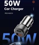 Автомобильное зарядное устройство Toocki 50W qc3.0+PD (1 Type-C + 1 USB) с кабелем - изображение 4