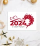 Новогодняя открытка 2024 на год дракона "З новим роком 2024" (NY701104) - изображение 3