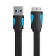 Кабель для синхронізації Vention USB-Micro USB-B 3.0 PVC nickel-plated 5Gbps плоский 0.25 м Black (YM0570) - зображення 1