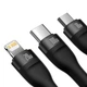 Кабель зарядный Baseus 3-in-1 USB Type C - USB Type C / Lightning / micro USB 100 Вт 1.5 м Black (CASS030201) - изображение 2