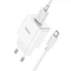 Зарядне мережеве Hoco C106A USB 10.5W + кабель USB to MicroUSB для передачі даних та заряджання для пристроїв Samsung/Sony/Huawei/Xiaomi Білий - изображение 3