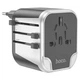 Перехідник для розеток Hoco AC5 2хUSB (EU, US, UK, AUS) Універсальний Сріблястий-Чорний - зображення 6