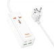 Сітковий фільтр Hoco AC10A 1x220V+2хUSB+ 2хType-C 65W 1.5М електричний підовжувач швидка зарядка для пристроїв Білий - зображення 1