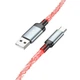 Кабель заряджання Hoco U112 Shine 3А 1М LED Charging Data Cable для USB для Type-C для телефону/смартфону Сірий - зображення 5