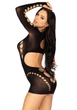 Бесшовное миниплатье Leg Avenue Long sleeve cut out mini dress Black One size - изображение 3