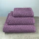 Набір махрових рушників Жакардових з велюром 3шт GM Textile 40x70см, 50x90см, 70x140см 550г/м2 (Темно-Фіолетовий) - зображення 1