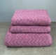 Набір махрових рушників Жакардових з велюром 3шт GM Textile 50x90см, 50x90см, 70x140см 550г/м2 (Фіолетовий) - зображення 1