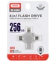 Флеш-накопичувач 4in1 256GB XO DK04 (USB 2.0 + Type-C + Lightning + microUSB, компактна флешка, висока швидкість) - Металік - зображення 1