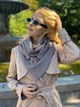Шарф My Scarf гусяча лапка синя бежевий кежуал віскоза, трикотаж декор-застібка кільця - зображення 3