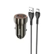 Автомобільний зарядний пристрій + кабель Type-C HOCO Z46 Blue shield single port QC3.0 car charger set(Type-C) Metal Gray - зображення 1