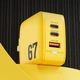 Сетевое зарядное устройство Veron GaN 67W Fast Charge PD+QC 2xUSB-C + USB-A Yellow | 770938 - изображение 2