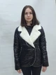 Куртка на синтепоні оздоблення еко овчина довжина 65см колір чорний 42 розмір - зображення 1